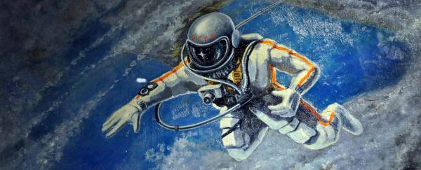 Over the Black Sea, Alexei Leonov's 1973 painting of his own spacewalk in 1965.